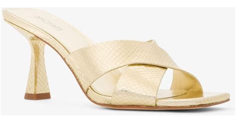 mule clara michael kors|Clara Metallic Snake Embossed Leather Mule .